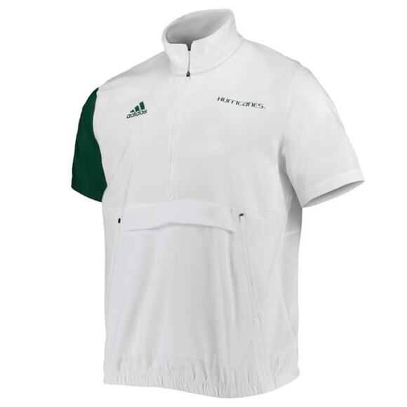 Men's adidas White Miami Hurricanes M STM AEROREADY Half-Zip Jacket - Picture 3 of 11